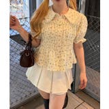 柄2 | シャーリングペプラム半袖ブラウス | RMAF　NICE CLAUP / OLIVE des OLIVE