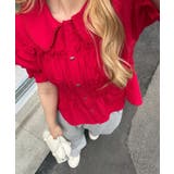 レッド | シャーリングペプラム半袖ブラウス | RMAF　NICE CLAUP / OLIVE des OLIVE