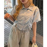 サックス | バルーン袖ドロスト短丈ブラウス | RMAF　NICE CLAUP / OLIVE des OLIVE