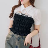 ブラック | 前開きシャーリングフリルブラウス | RMAF　NICE CLAUP / OLIVE des OLIVE