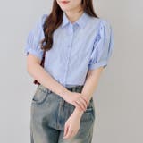 サックス | リボン刺繍ブラウス | NICE CLAUP / OLIVE des OLIVE　OUTLET