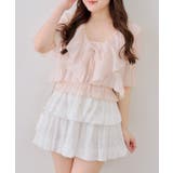 ピンク | 【セットアイテム】5分袖ラッフルブラウス&シャーリングキャミ | RMAF　NICE CLAUP / OLIVE des OLIVE