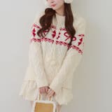 ポンポン付き カウチン風ニットプルオーバー | RMAF　NICE CLAUP / OLIVE des OLIVE | 詳細画像13 