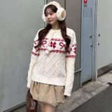 ポンポン付き カウチン風ニットプルオーバー | RMAF　NICE CLAUP / OLIVE des OLIVE | 詳細画像2 