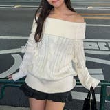 アイボリー | ポンポン付き オフショルケーブルプルオーバー | RMAF　NICE CLAUP / OLIVE des OLIVE