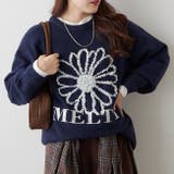 ネイビー | ブラシヤーンお花ジャガードニット | RMAF　NICE CLAUP / OLIVE des OLIVE