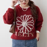 ボルドー | ブラシヤーンお花ジャガードニット | RMAF　NICE CLAUP / OLIVE des OLIVE