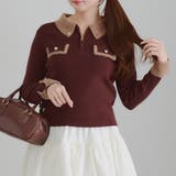 ブラウン | 配色フェザーハーフジップニット | RMAF　NICE CLAUP / OLIVE des OLIVE