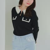 ブラック | 配色フェザーハーフジップニット | RMAF　NICE CLAUP / OLIVE des OLIVE