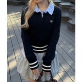 ネイビー | スキッパー布帛ポロニット | RMAF　NICE CLAUP / OLIVE des OLIVE