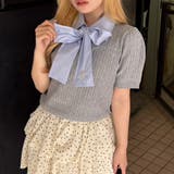 トップグレー | リボンタイケーブル半袖ニット | RMAF　NICE CLAUP / OLIVE des OLIVE