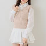 ピンクベージュ | シャツ+ニットベストドッキングプルオーバー | RMAF　NICE CLAUP / OLIVE des OLIVE