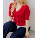 裾レースベビーケーブル半袖ニット | RMAF　NICE CLAUP / OLIVE des OLIVE | 詳細画像2 