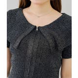 【5色展開】キラキララメ入り素材 ビッグ衿ラメジップカーディガン | RMAF　NICE CLAUP / OLIVE des OLIVE | 詳細画像37 
