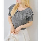 ボーダー | 【5色展開】キラキララメ入り素材 ビッグ衿ラメジップカーディガン | RMAF　NICE CLAUP / OLIVE des OLIVE