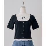 ブラック | レースドッキングテレコT | RMAF　NICE CLAUP / OLIVE des OLIVE