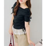 ブラック | オフショル裾レーステレコトップス | RMAF　NICE CLAUP / OLIVE des OLIVE
