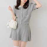 トップグレー | 【セットアップ】配色ケーブルニット | NICE CLAUP / OLIVE des OLIVE　OUTLET