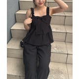 ブラック | 【セットアップ】リボン付キャミ×パンツ サロペ風 | RMAF NICE CLAUP / OLIVE des OLIVE