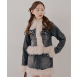 【セットアップ対応】フェイクファー付デニムミニスカート | RMAF　NICE CLAUP / OLIVE des OLIVE | 詳細画像4 