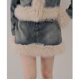 ブルー | 【セットアップ対応】フェイクファー付デニムミニスカート | RMAF　NICE CLAUP / OLIVE des OLIVE