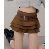 ベルト付ティアードミニスカート | RMAF NICE CLAUP / OLIVE des OLIVE | 詳細画像1