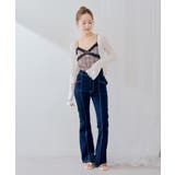 【S/M/Lサイズ展開】後キラキラリボンセミフレアデニム | RMAF NICE CLAUP / OLIVE des OLIVE | 詳細画像11