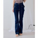 【S/M/Lサイズ展開】後キラキラリボンセミフレアデニム | RMAF NICE CLAUP / OLIVE des OLIVE | 詳細画像5