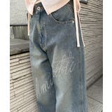 ブルー系 | 【S/Mサイズ展開】キラキラロゴバギーデニムパンツ | RMAF　NICE CLAUP / OLIVE des OLIVE