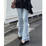 ブルー系 | 【S/Mサイズ展開】レースアップフレアデニムパンツ | RMAF NICE CLAUP / OLIVE des OLIVE