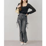 【S/Mサイズ展開】リボンカーゴデニムフレアパンツ | RMAF NICE CLAUP / OLIVE des OLIVE | 詳細画像14