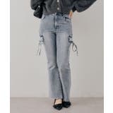 【S/Mサイズ展開】リボンカーゴデニムフレアパンツ | RMAF NICE CLAUP / OLIVE des OLIVE | 詳細画像2