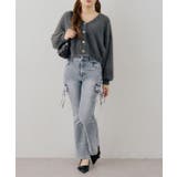 【S/Mサイズ展開】リボンカーゴデニムフレアパンツ | RMAF NICE CLAUP / OLIVE des OLIVE | 詳細画像5