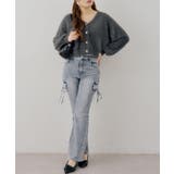 【S/Mサイズ展開】リボンカーゴデニムフレアパンツ | RMAF NICE CLAUP / OLIVE des OLIVE | 詳細画像6