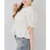 アイボリー | 【7色展開】シャーリングペプラムブラウス | RMAF　NICE CLAUP / OLIVE des OLIVE