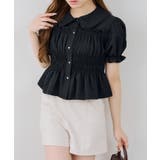 ブラック | 【7色展開】シャーリングペプラムブラウス | RMAF　NICE CLAUP / OLIVE des OLIVE
