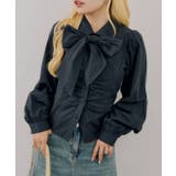 ブルー系 | 【2種のボウタイ付き】胸ギャザーボウタイブラウス | RMAF NICE CLAUP / OLIVE des OLIVE