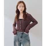 【5色展開】ハート釦袖レースラメカーディガン | RMAF　NICE CLAUP / OLIVE des OLIVE | 詳細画像33 