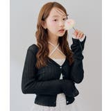 ブラック | 【5色展開】ハート釦袖レースラメカーディガン | RMAF　NICE CLAUP / OLIVE des OLIVE