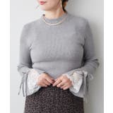 トップグレー | 袖レース&リボンニットトップス | RMAF NICE CLAUP / OLIVE des OLIVE