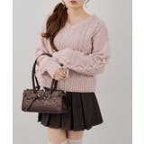 ピンク | 袖レースアップモールニットプルオーバー | RMAF NICE CLAUP / OLIVE des OLIVE