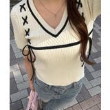 アイボリー | レースアップ半袖ニット | RMAF NICE CLAUP / OLIVE des OLIVE