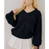 ブラック | 袖レースアップラメモールニット | RMAF NICE CLAUP / OLIVE des OLIVE