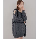 チャコール | 肩あきリボンニットワンピース | RMAF　NICE CLAUP / OLIVE des OLIVE