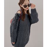 チャコール | 肩あきサイドリボンニットワンピース | RMAF NICE CLAUP / OLIVE des OLIVE