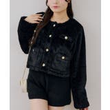 ブラック | ストライプファーノーカラージャケット | RMAF NICE CLAUP / OLIVE des OLIVE