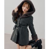 チャコール | フードフェイクファー付コート | RMAF NICE CLAUP / OLIVE des OLIVE