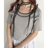Lグレー | 【OLIVE des OLIVE】肩リボンレイヤードリブニット | NICE CLAUP / OLIVE des OLIVE　OUTLET