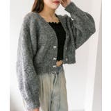 チャコール | 【OLIVE des OLIVE】ブークレ起毛ショートカーデ | NICE CLAUP / OLIVE des OLIVE　OUTLET