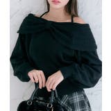 ブラック | 【OLIVE des OLIVE】リボンオフショルニット | NICE CLAUP / OLIVE des OLIVE　OUTLET
